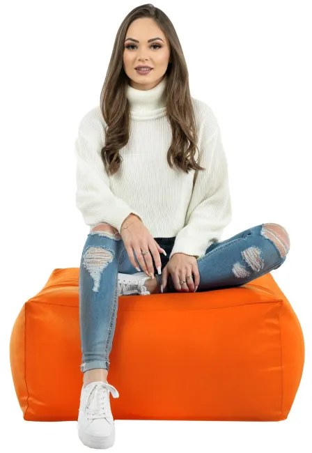 Taburetka oranžová kocka ekokoža