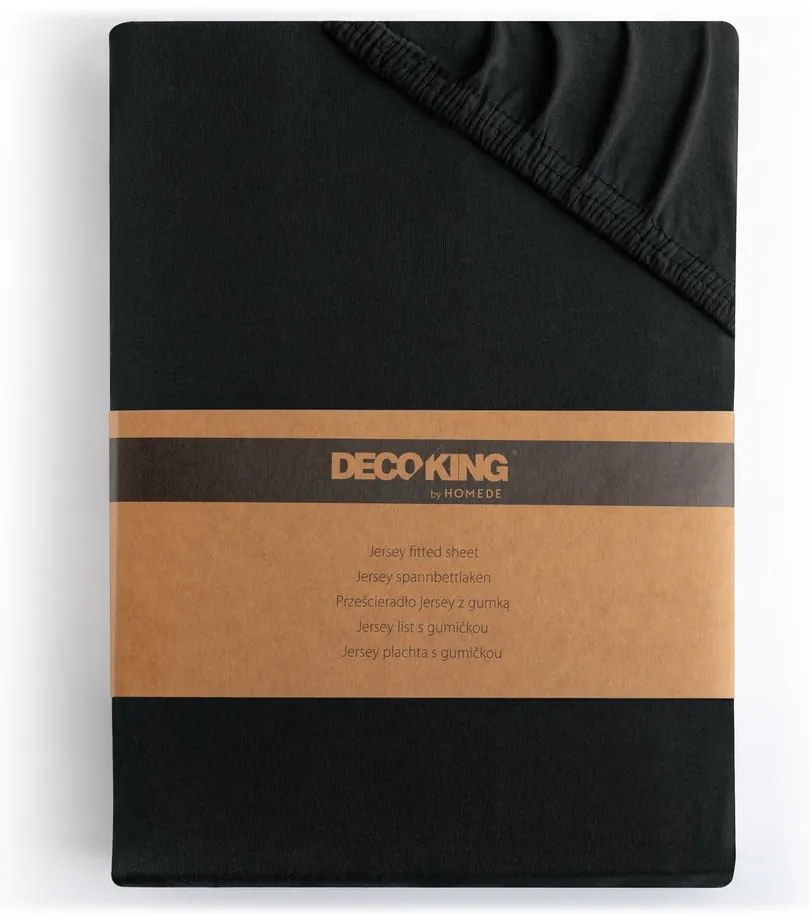 Čierna napínacia plachta jersey 180x200 cm Amber – Restilo