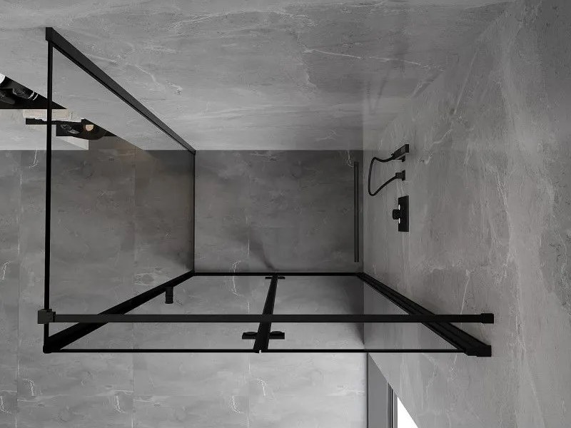 Mexen Mist-F T, 1-krídlový skladací sprchový kút pravý 90 x 110 cm, číre sklo-čierny rám, 8A6T-090-110-70-70-P