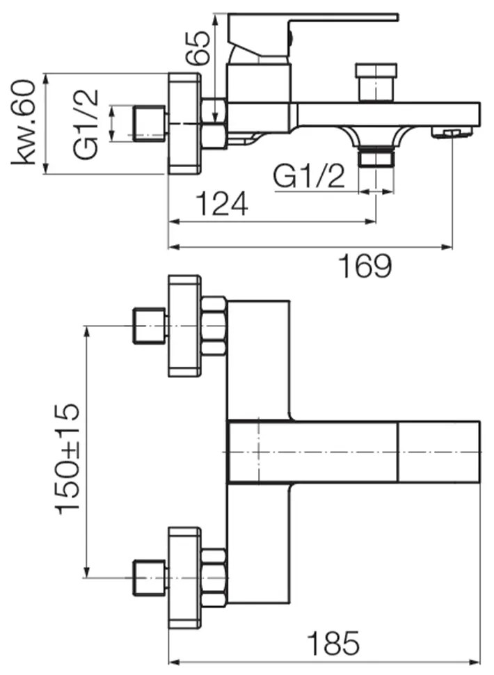 Lotosan ARTO nástenná vaňová batéria  chróm LB2037