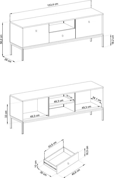 TV skrinka Mono, tmavo modrá