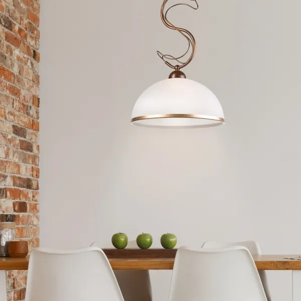 Luster na tyči COBRA 1xE27/60W/230V priemer 30 cm bronz/patina