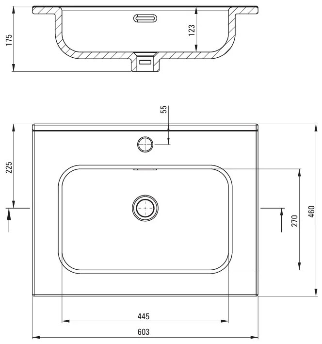 Deante Tubo, keramické umývadlo na zapustenie 603x460x175mm, biela lesklá, DEA-CTU_6U6W