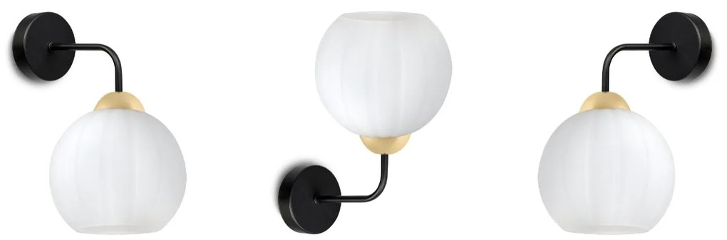 Nástenné svietidlo Costa, 1x biele sklenené tienidlo, b/g