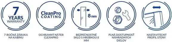 Cersanit Mille, sprchová zástena typu Walk-In 30x200 cm, 8mm číre sklo, chrómový profil, S161-013