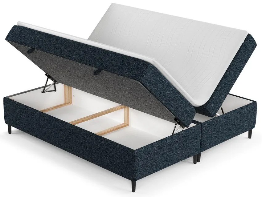 Tmavomodrá boxspring posteľ s úložným priestorom 140x200 cm Araya – Maison de Rêve