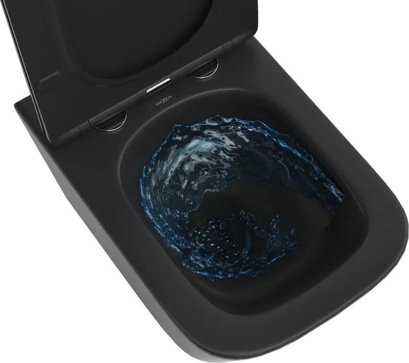 Mexen Teo, závesná WC misa 510x345x340 mm, Rimless Tornádo + WC sedadlo z duroplastu, čierna matná, 30850685T