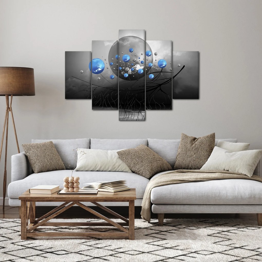 Obraz modrých abstraktných gulí (150x105 cm)