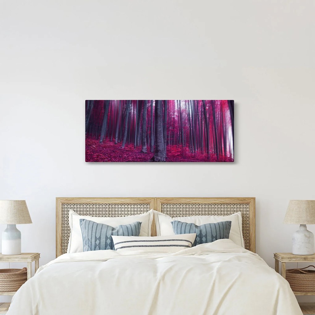 Obraz ružového lesa (120x50 cm)