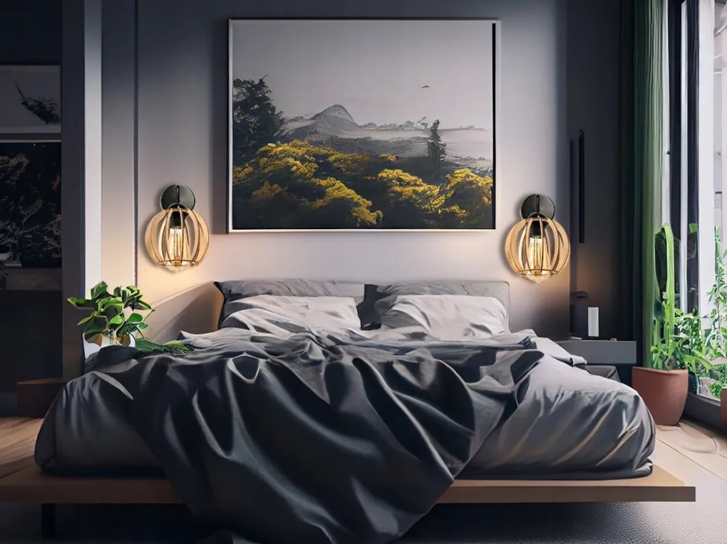 Nástenná lampa 1x E27 LOFT edison LED nástenné svietidlo nad zrkadlo, drevené