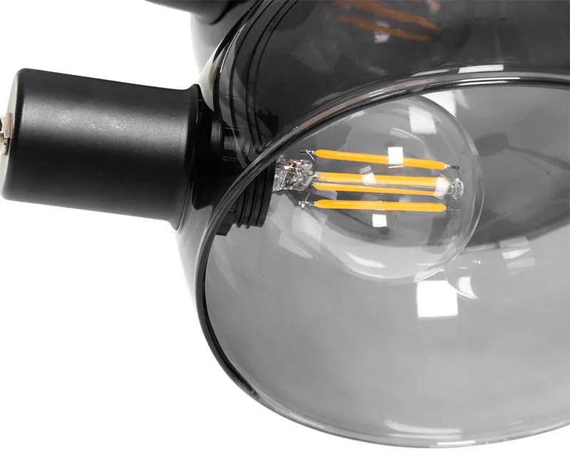 Dizajnová stojaca lampa čierna s dymovým sklom 5-svetlo - Sixties Marmo