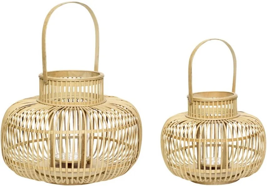 Súprava 2 bambusových lampášov Hübsch Bamboo