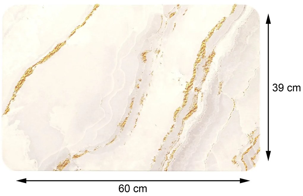 TENDANCE Predložka do kúpeľne Sofer Marble, 39x60 cm, zlatá/biela