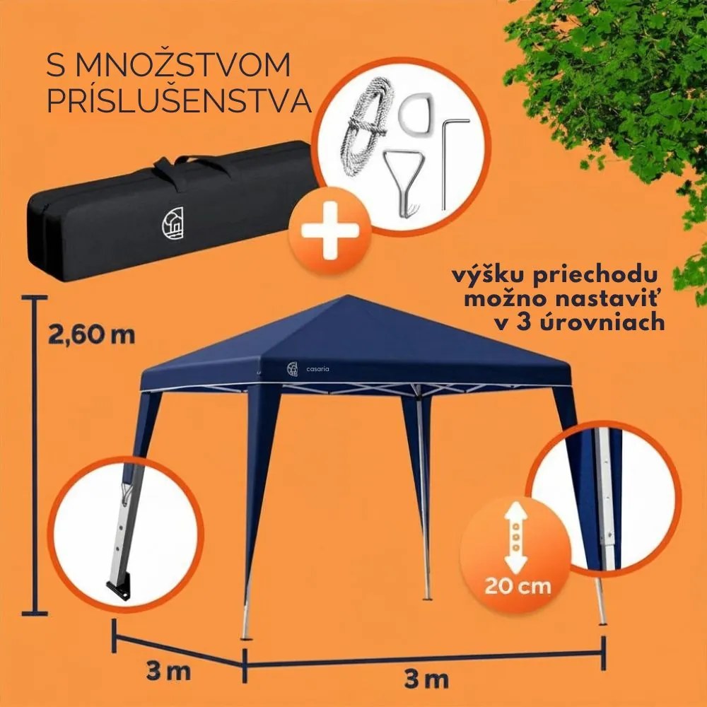 Párty stan / pavilón CAPRI 3x3m, modrá Casaria