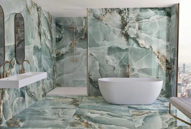 Dlažba Onyx Turquoise Pulido 60x120 R