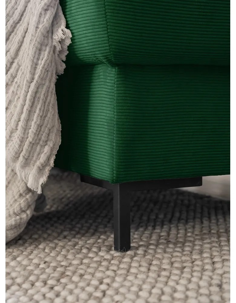 Tmavozelená menčestrová rozkladacia rohová pohovka (pravý roh) Lofty Lilly – Miuform