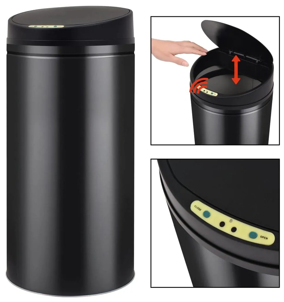 vidaXL Automatický odpadkový kôš so senzorom 52 l, čierny