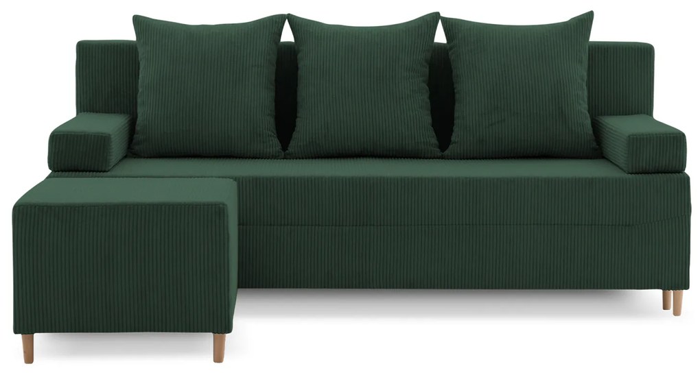 Rozkladacia pohovka s podnožkou FIREZE - poso Fľašková zelená