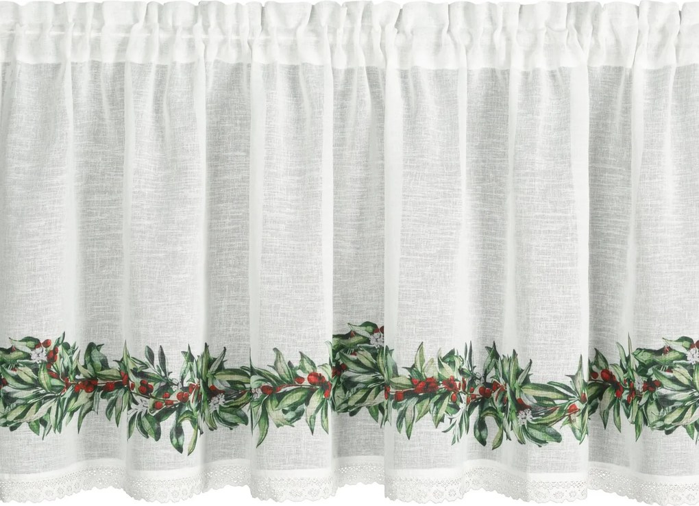 KRÁTKA VIANOČNÁ ZÁCLONA NA PÁSKE XMAS8 150X60 CM VZOROVANÁ