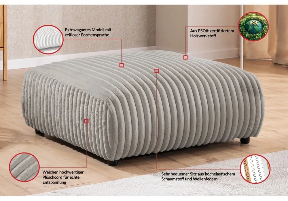 Svetlosivá menčestrová podnožka Justin – Ropez