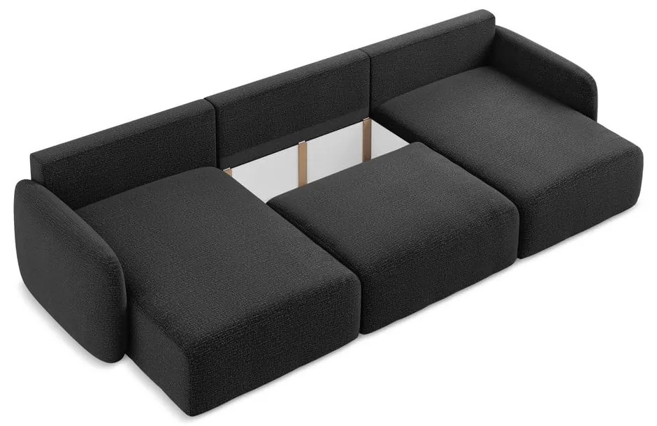 Čierna rozkladacia/s úložným priestorom rohová pohovka Kalena – Makamii