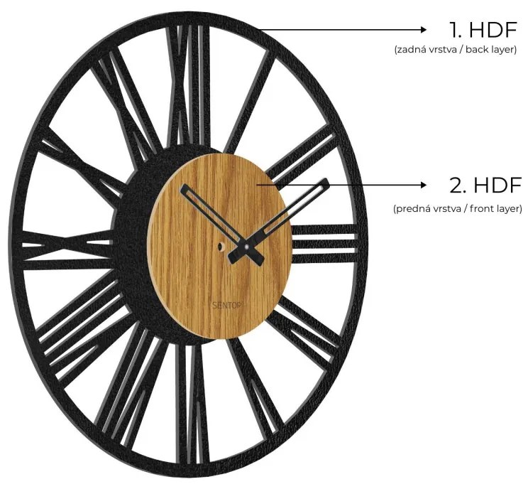 Nástenné hodiny z dreva rímske číslice - Sentop | HDFK028 | dub