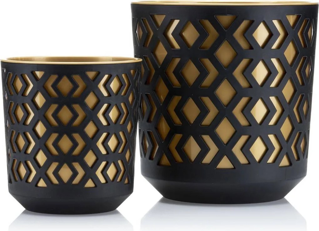 Sada 2 ks květináčů Etnic černá/zlatá
