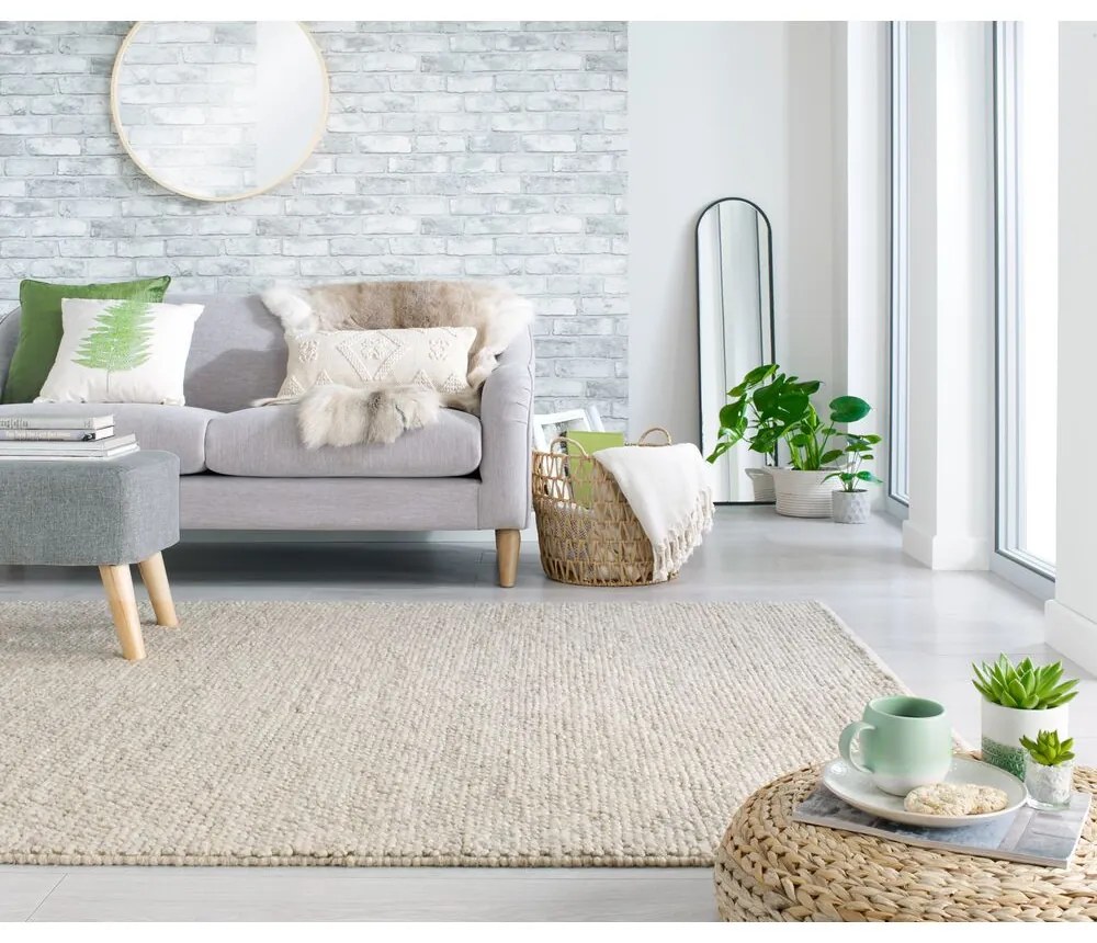 Ručne tkaný kusový koberec Minerals Light Grey, 120x170, béžová, chodba / predsieň, Flair Rugs