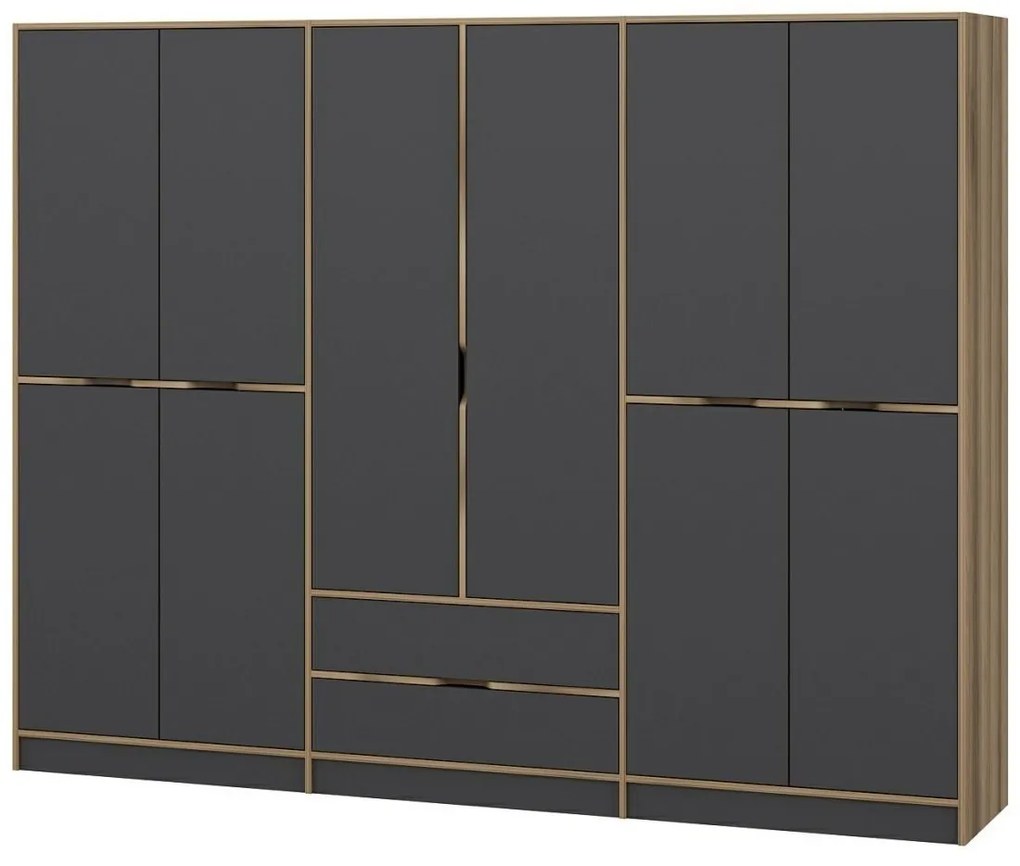 Šatníková skriňa Elina 270 cm grafit/orech