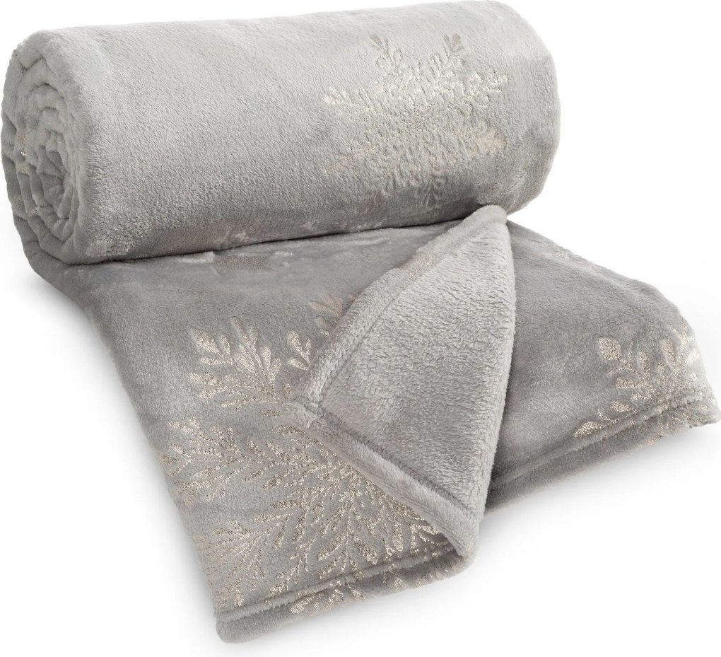 VIANOČNÁ FLANELOVÁ DEKA SNOW GOLD 150X200 CM VZOROVANÁ