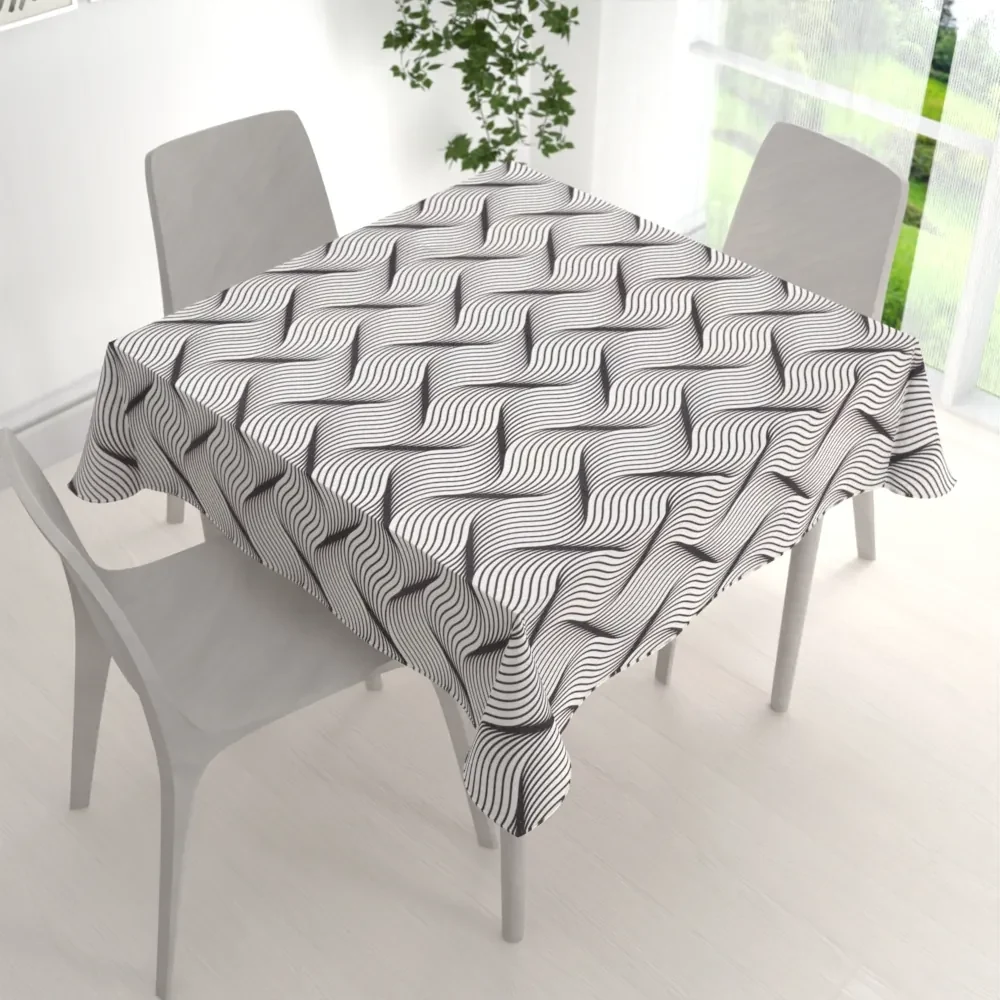 Biante Dekoračný štvorcový obrus PML-042 Čierno-biele vlnenie 110x110 cm