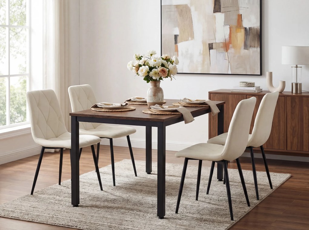Krémová jedálenská stolička LIBRA s čiernymi nohami
