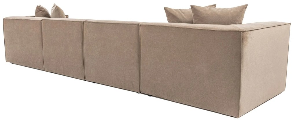 Rohová pohovka Sora s rámom zo 100% hrabového dreva 430 x 102 cm, pravá, kapučínová