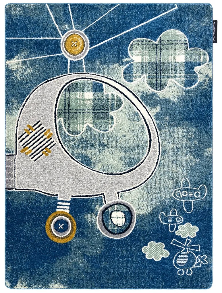 Detský kusový koberec Petit Helicopter blue, 120x170, modrá, detská izba, Dywany Łuszczów