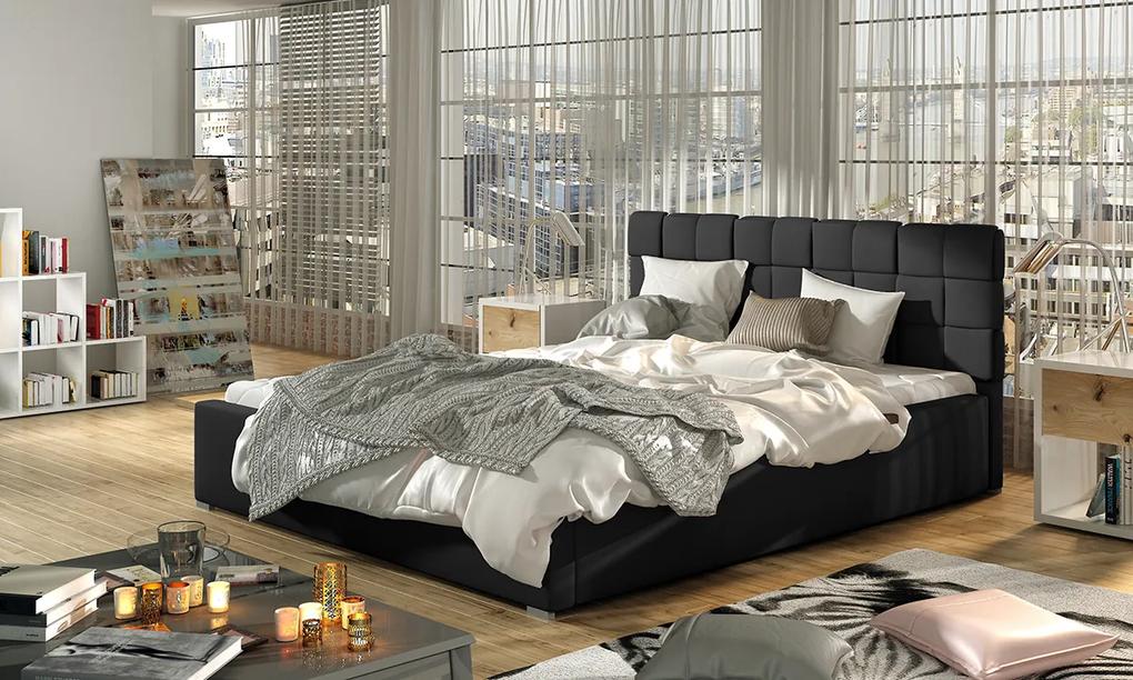 Čalúnená manželská posteľ s roštom Galimo UP 200 - čierna