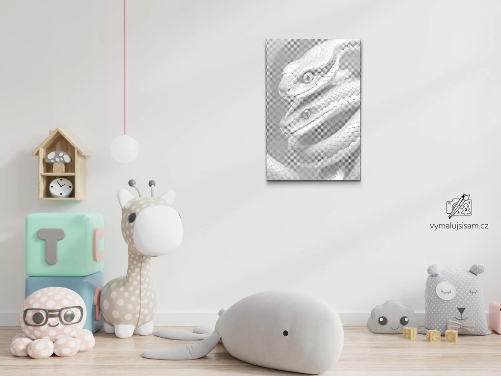 Gario Bodkovanie Hady v odtieňoch tmavo tyrkysovej Rozmery: 40 x 60 cm, Rámovanie: S vnútorným rámom, Farba bodiek: Modrá