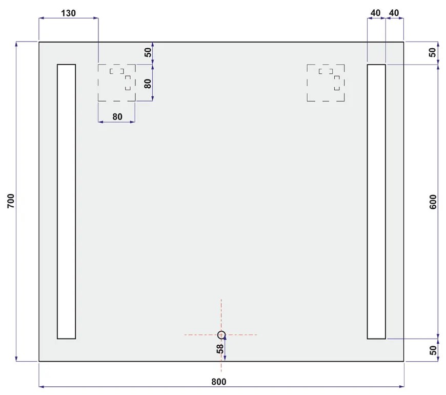 Mereo Mereo, Zrkadlo 80x70 cm s LED osvetlením, MER-CN699