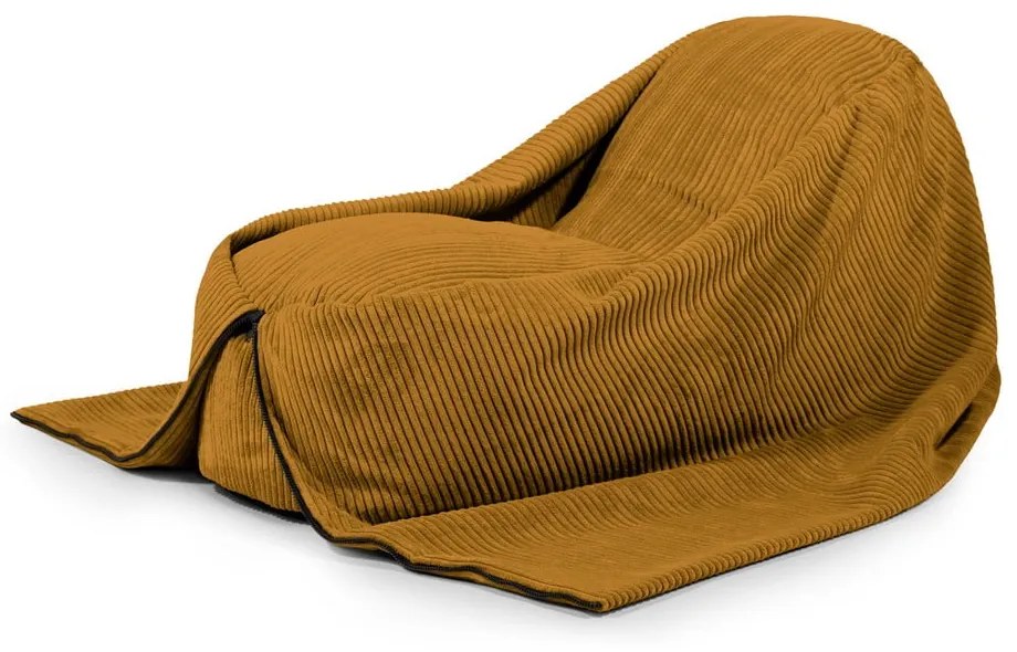 Menčestrový detský sedací vak v horčicovej farbe Cocoon 120 – SLOWDOWN