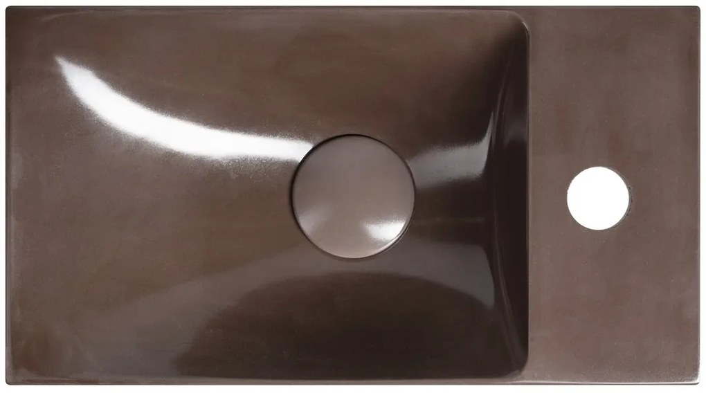 Sapho Sapho, AGOS betónové umývadlo 40x22cm, ľavé/pravé, tmavohnedá lesklá, AS40015