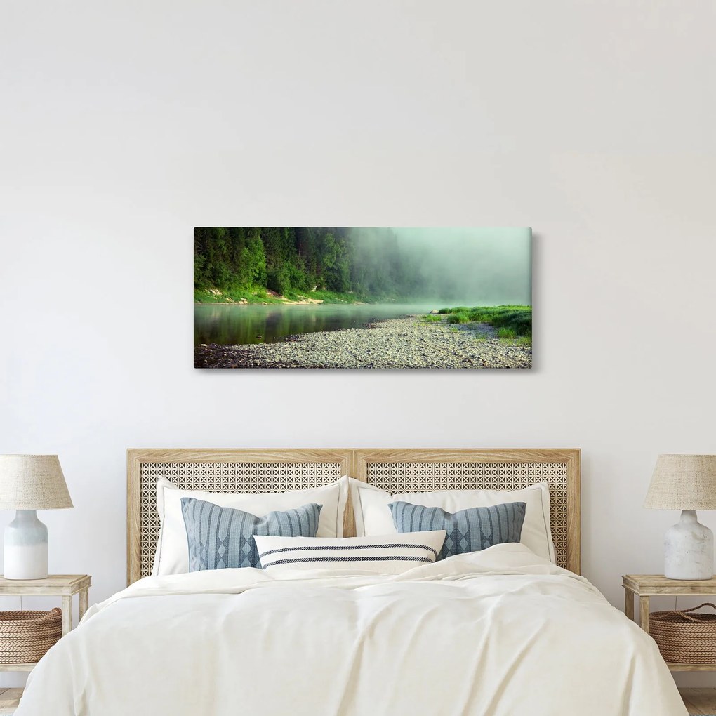 Obraz - Rieka pri lese (120x50 cm)