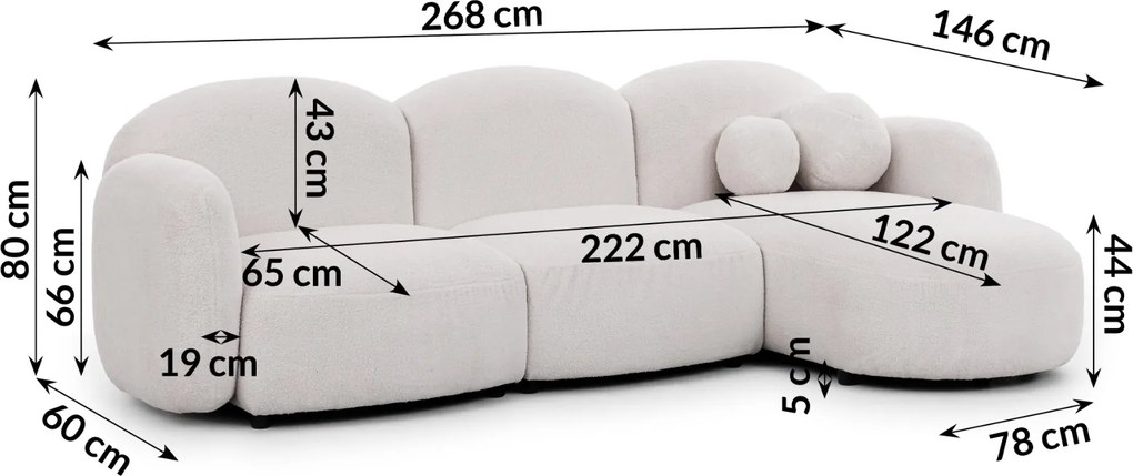 ROHOVÁ L SEDAČKA AMELIE 268 x 146 cm