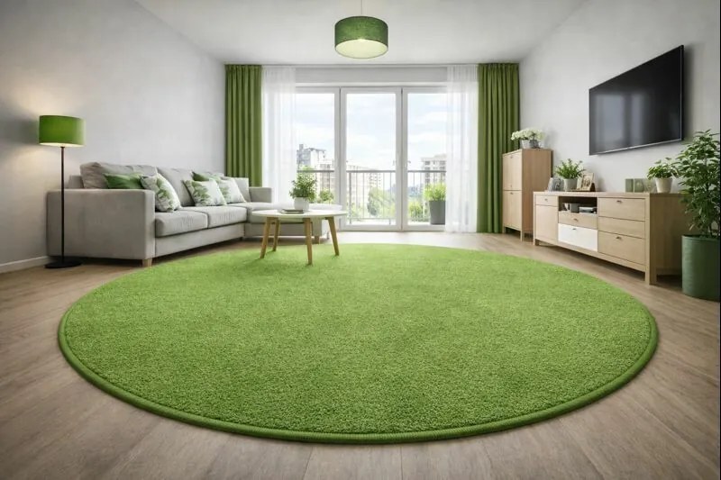 Kusový koberec Eton zelený 41 kruh, 80x80 (priemer) kruh, zelená, obývacia izba, Vopi