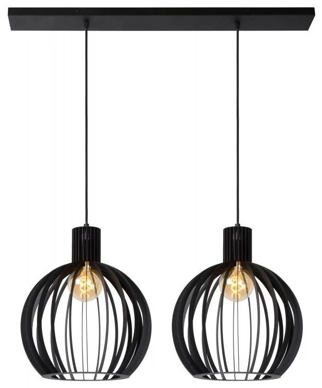 Lucide 73400/02/30 - Luster na lanku MIKAELA 2xE27/60W/230V čierna