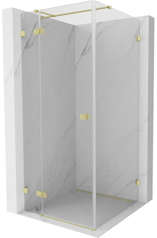 Mexen Lunar T, sklápací sprchový kút ľavý 110 x 110 cm, 8mm číre sklo, zlatý kartáčovaný - 834T-110-110-55-00-L