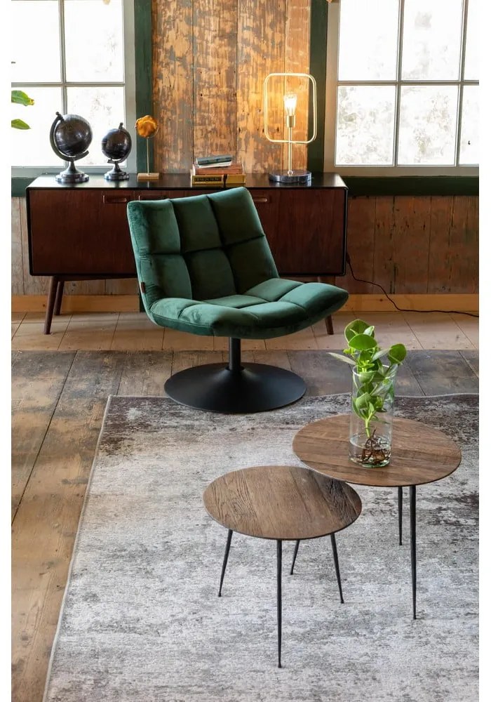 Zelené zamatové kreslo Dutchbone Bar