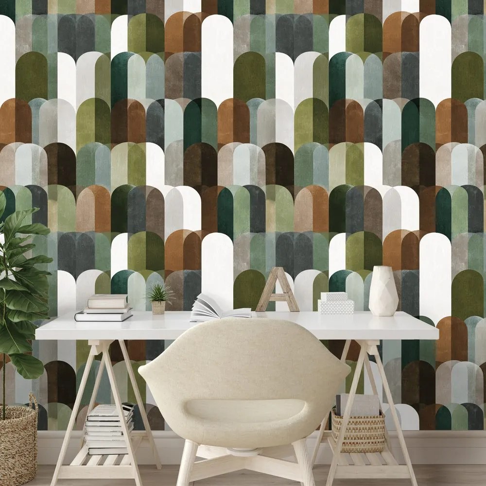 Fototapeta zelenohnedé oblúkové vzory