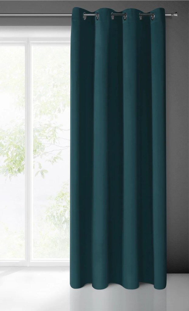 ZATEMŇOVACÍ ZÁVES NA KRÚŽKOCH BLACKOUT 135X250 CM TMAVÁ TYRKYSOVÁ