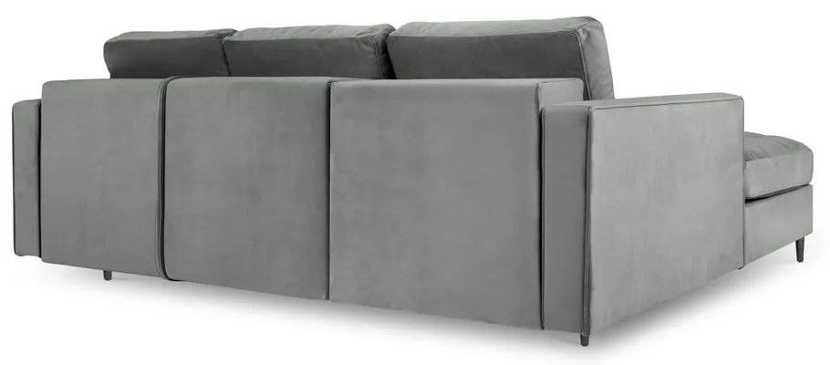 Svetlosivá zamatová rozkladacia rohová pohovka Milo Casa Santo, ľavý roh