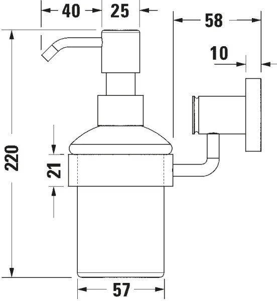 Duravit 99164600 - Nástenný dávkovač mydla D-CODE 390 ml mliečne sklo/matná čierna
