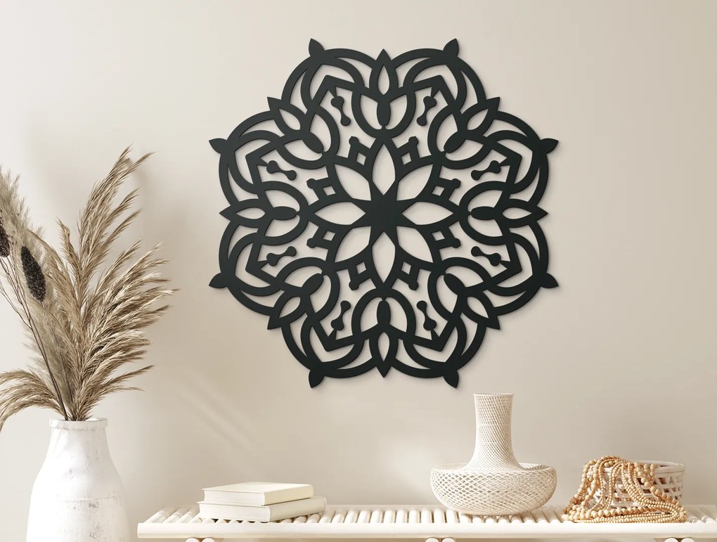 drevko Mandala na stenu Rast Rozmer obrazu: 44,5 x 44,5 cm, Farba dekorácie: Čierna